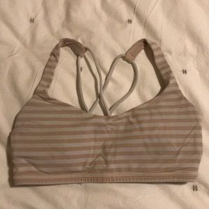 Tan and white stripped bra
